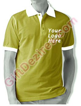 Designer Lime Green and White Color Printed Logo T Shirts